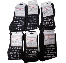 6 Pr Socks Unisex Whatd You Say Sox Funny Black One Size Fits Most Novelty D-25