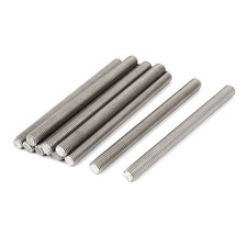 10pcs M8 x 100mm 304 Stainless Steel Fully Threaded Rods Hardware Silver Tone