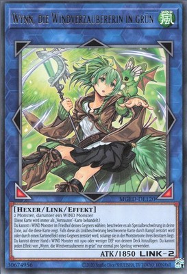 YuGiOh Wynn, die Windverzaubererin in grün MGED-DE120 Rare Neu 1st