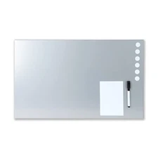 MMF Industries Magnetic Bulletin Board - 24 x 14 Inches - Silver - Includes 6...