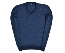 HACKETT Marineblauer Pullover mit V-Ausschnitt aus Merinowolle L