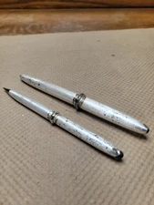 Vintage Sheaffer Lady Skripsert Brocade Silver Band Fountain Pen Pencil