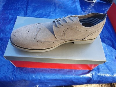 Alpine Swiss  Mens Dress, Gray Genuine Suede Wingtip Brogue Lace Up Oxfords Sz12