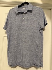 Old Navy Polo Shirt Mens Sz M Light Blue Heathered Cotton Soft-Washed