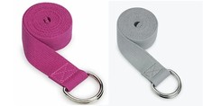 t10 Lot of 2 Gaiam, 3 in 1 Yoga Strap  Sling Pink Gray 6' long x 1.5" Wide