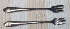 VTG REED & BARTON 2 OYSTER COCKTAIL FORKS in BAGS PLAIN w/MONOGRAM 5.75"