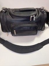 VTG Ambico Black Soft Leather Padded Bag Large Camera Shoulder Strap Pockets
