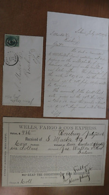 1876 Salem Oregon Wells Fargo Express Forwarding Walton Bro's Letter Marks Cover