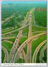 Edsel Ford And John L Lodge Expressway Complex, Detroit MI Aerial View Postcard