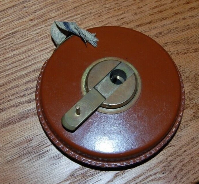 Antique Helvetia Ribbon Tape Measure Leather Case