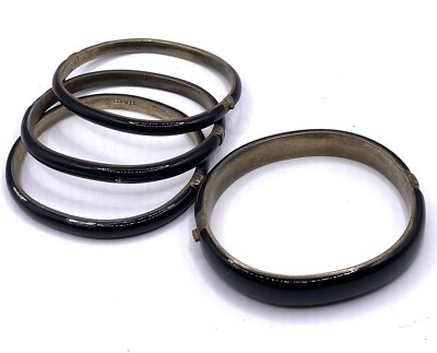Antique Georg Adam Scheid Rare Set of 4 Enamel Bracelets