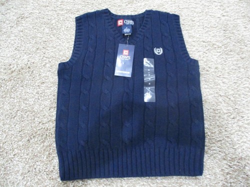 BNWT Chaps Little boys V-neck cable knit Sweater Vest, Navy, 100% cotton - Picture 3 of 8