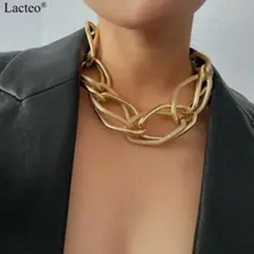 Mehrschichtige Halskette - goldfarbene Kette Choker Hip Hop große dicke klobige Kette - Bild 2 von 33