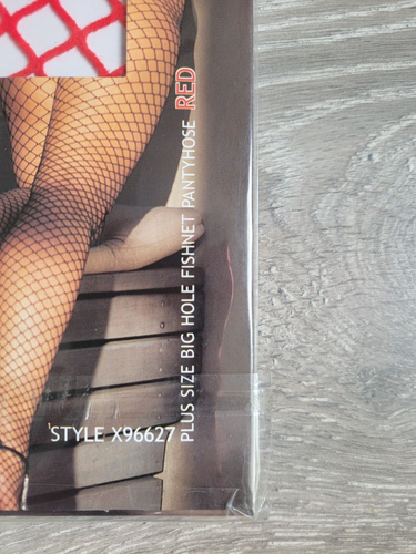 Fishnet Pantyhose by Shirley Of Hollywood Plus Size Sexy Tights Red - Picture 5 of 7