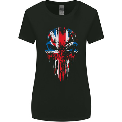 Union Jack Flag Schädel Gym MMA Biker Britain Damen Weiter Schnitt Maglietta