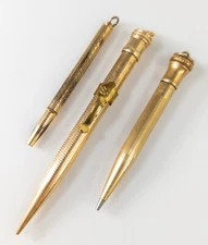 Antique Group of Three Gold Filled Mechanical Pencils Wahl Eversharp Ingersoll