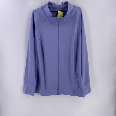 All In Motion Full Zip Jacket Women 3X Purple Stretch Pockets Active Wear