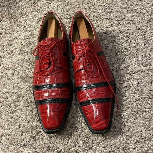 Giorgio Brutini red faux croc oxfords 