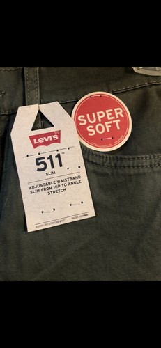 LEVI'S Boys 511 Slim Khaki Green Jeans 12 Regular Denim Size 26x26 NWT - Picture 3 of 9