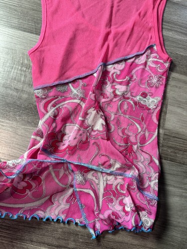 Y2K Tommy Hilfiger Pink Sleeveless Semi Sheer Top Asymmetrical Size Small - Picture 4 of 10