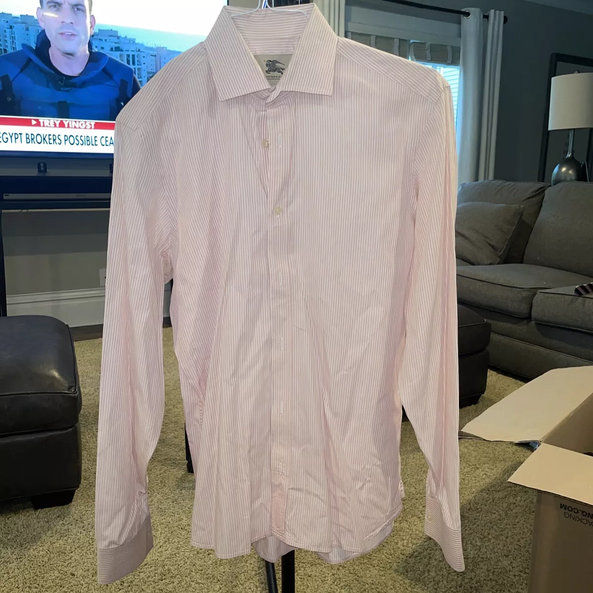 Pink burberry shirt mens hot sale