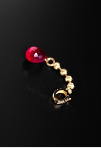 Cute Design Ruby Teardrop Charm | 18K Gold Bead Dangle Charm - Picture 7 of 10