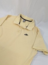 Vintage Y2K Nike Men's XXL Polo shirt Silver Tag Embroidered Swoosh Golf Custard