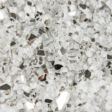 Sparkling Silver 1/2" Premium Reflective Fire Glass for Fireplace and Fire Pit