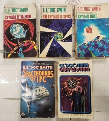 Lot (5) EE DOC SMITH Vintage Sci Fi Books 3 SKYLARK SERIES + Gray Lensman & IPC