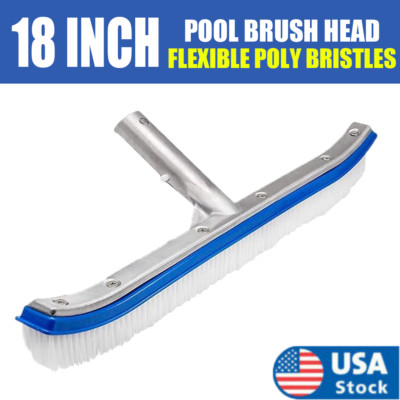 18'' Swimming Pool Wide Brush with Aluminum Handle, EZ Clips - Durable Bristles