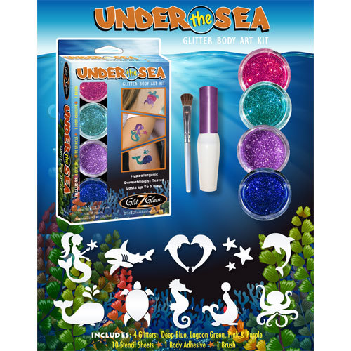Temporary Tattoo & Glitter Body Art kit UNDER THE SEA Glitter Tattoo Kit eBay