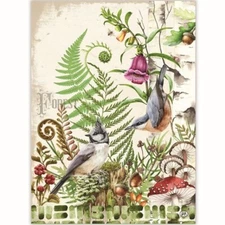 Michel Design Works Moss & Oak Woodland Bird Natural Woven Cotton Kitchen Towel