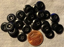 24 Small Concave Shiny Black Plastic Sew-through Buttons 7/16" 11mm # 9123