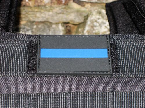 Patch Klettpatch Caoutchouc env. 6 x 4 cm mince ligne bleue Allemagne police - Photo 1/1