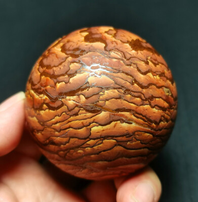 TOP 346.3G  Polished Wood Grain Stone Crystal Sphere Ball Healing WD1667