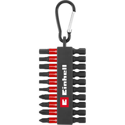 Einhell 10 Piece Impact Screwdriver Bit Set on Snap Hook Carabiner