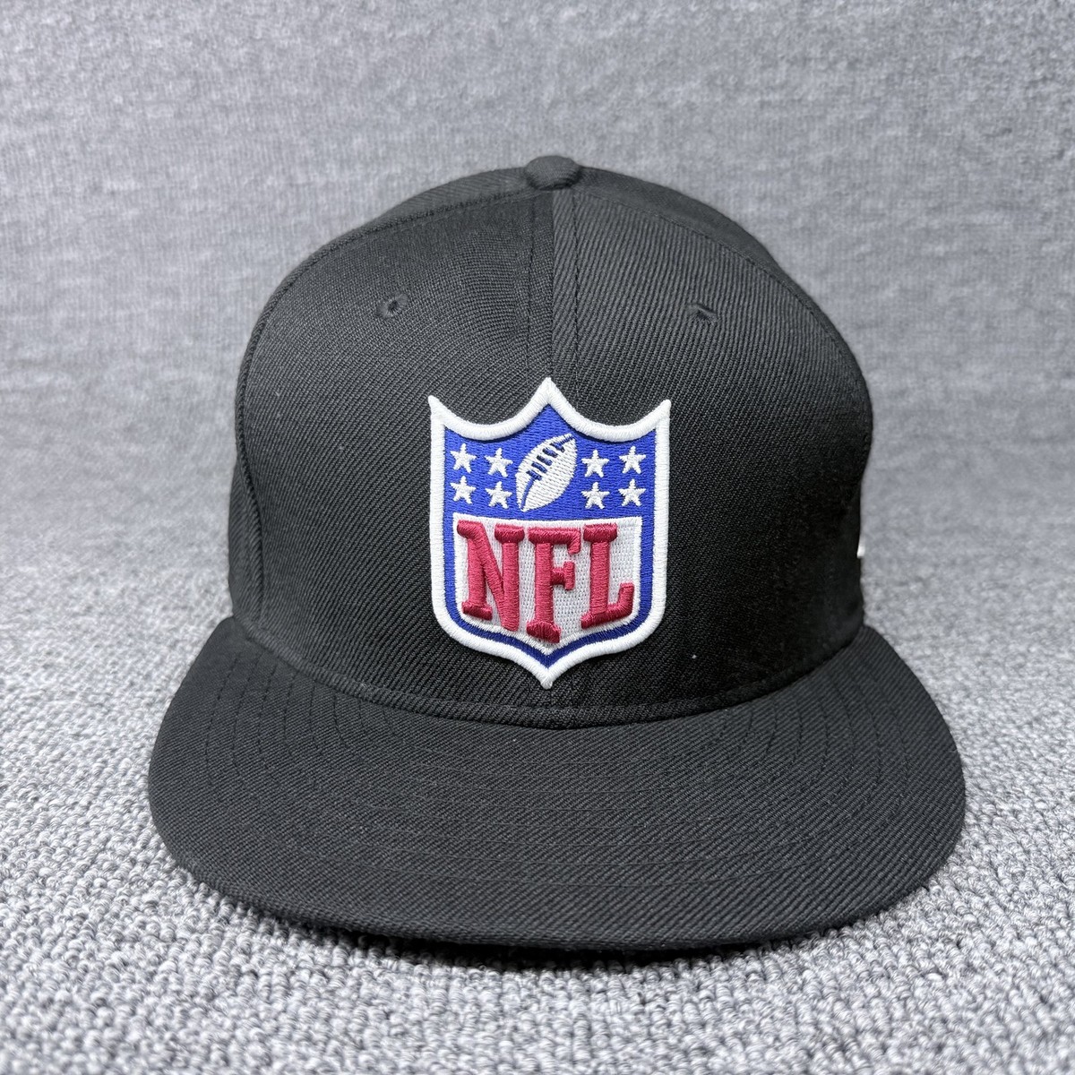 New Era 59FIFTY NFL Shield Logo Black Fitted Hat Size 6 7/8 Flat Brim Cap