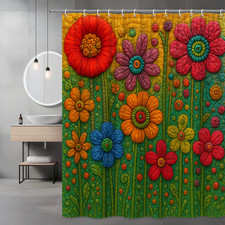 Colorful Floral Shower Curtain - Bright and Fun Design