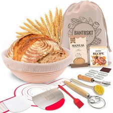 Sourdough Starter Kit 9" Banneton Bread Proofing Basket Set  Baking Supplies