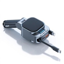 Bluetooth 5.3 Car Adapter, 96W FM Transmitter, 4-in-1 Retractable Charger