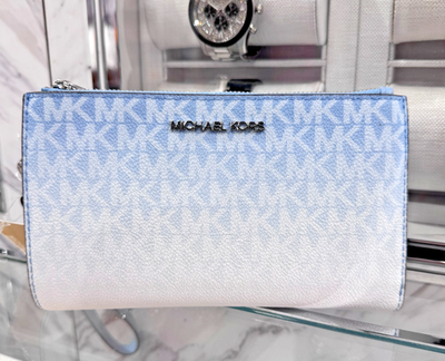 Michael Kors Jet Set Travel Large DoubleZip Wristlet Wallet Light