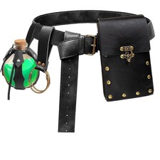 Renaissance Belt Pouch Coin Purse Skirt Hike Set One Size, 3Bottle-Black