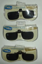 Solar Shield Flip-Up Polarized Sunglasses lot 3 54 REC Block UVA Glare clip-on