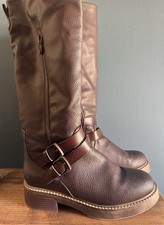 BLOWFISH MALIBU | Ladies Vegan Zip Up Tall Biker Syle Boot Brown Tan Size 6 39
