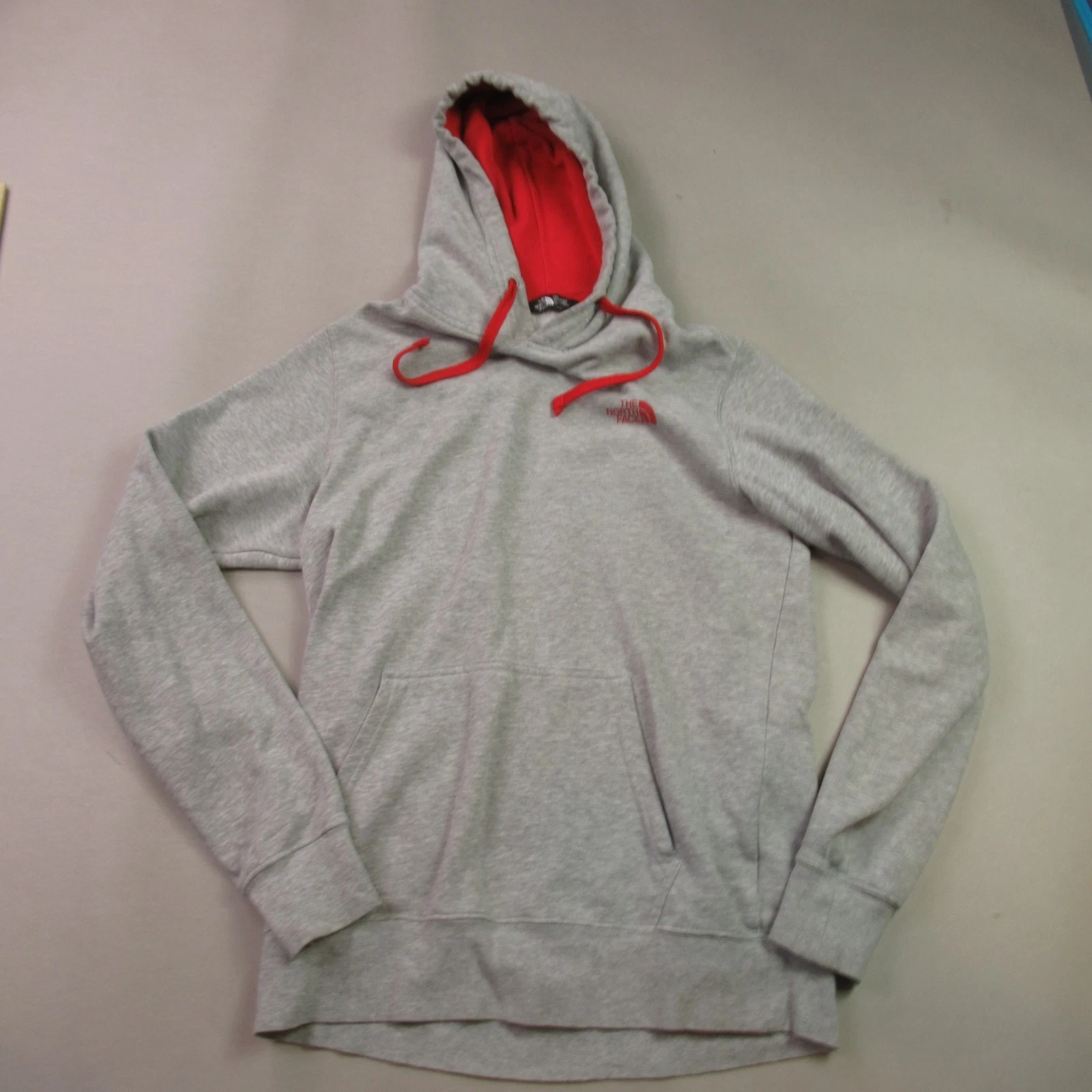 North Face Hoodie Mens Small Long Sleeve Hooded Pullover Gray Pockets