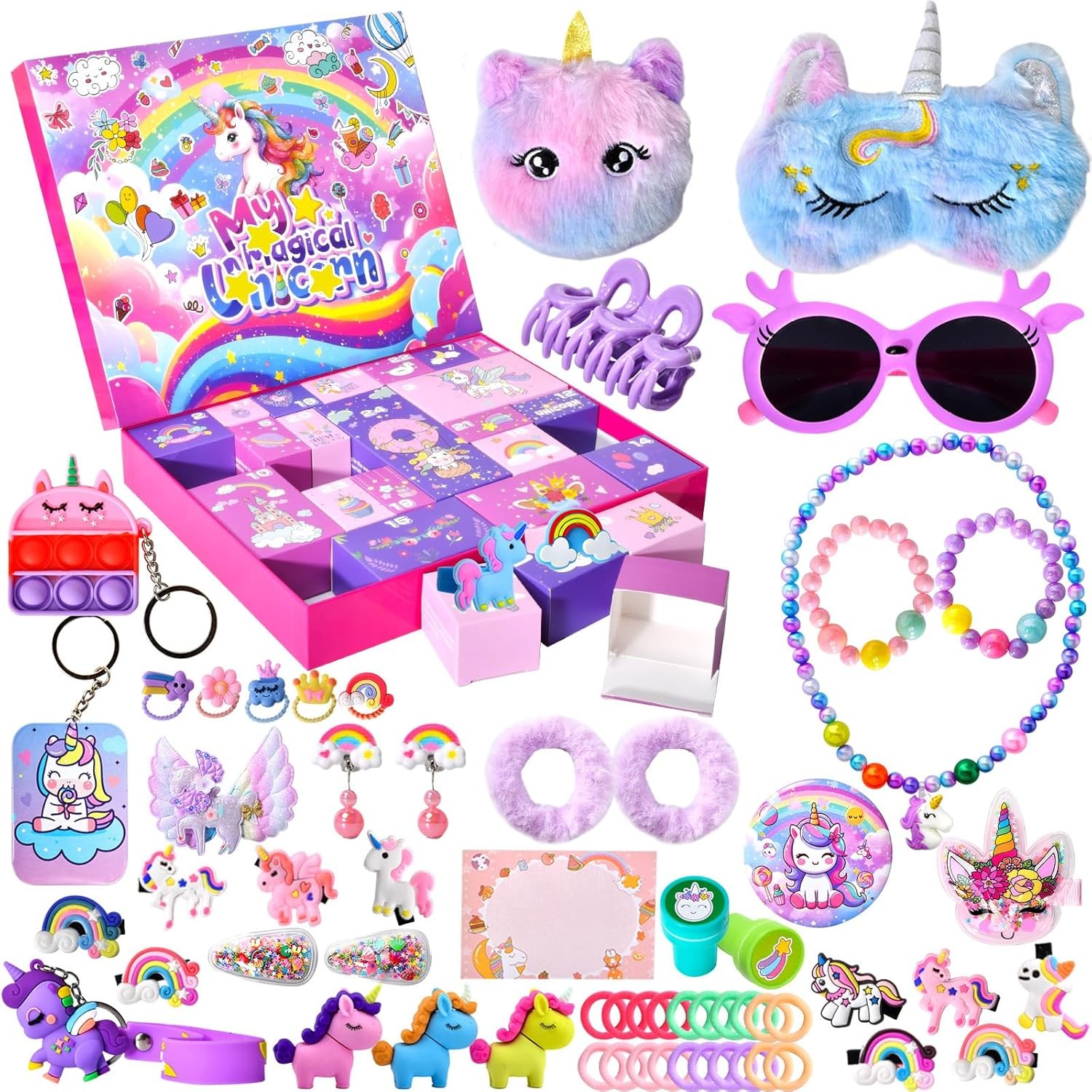 Unicorn Advent Calendar 2025 for Girls, Christmas Countdown Calendar for Kids,