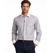 Steven Land Dress Shirt Mens 17 34/35 Tall Lavender Contrast Collar French Cuff