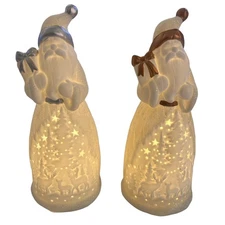 Valerie Parr Hill 10" Illuminated Porcelain Santas Figure with Gold/Silver  Trim