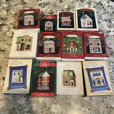 HALLMARK KEEPSAKE ORNAMENTS-Nostalgic Houses and Shops Theatre Bank Cafe Church