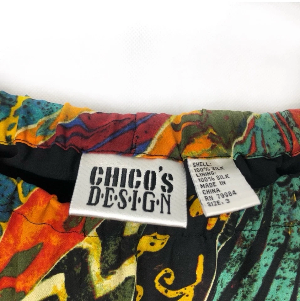 Falda abstracta floral vintage de Chico's 100 % seda talla 3 nueva sin etiquetas Foto 4 de 4